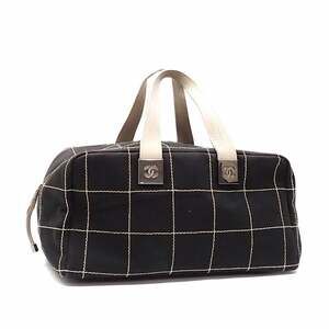 CHANEL Black Canvas Boston Bag